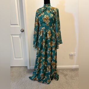 Unique Vintage high neck floral maxi dress